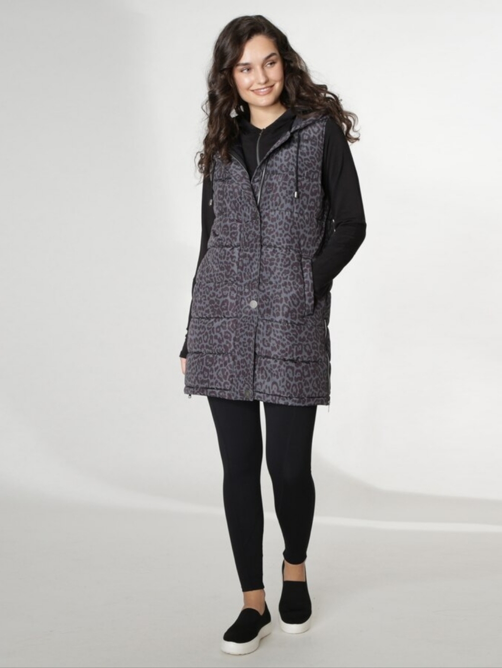 Leopard Print Hooded Puffer Vest
